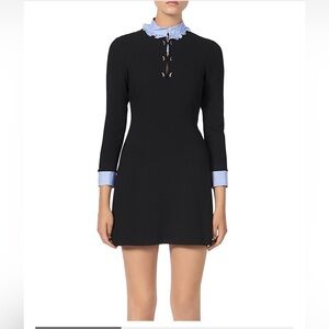 Sandro Navy Blue Striped Collar & Cuff Dress – Size 36 (Made in Paris)